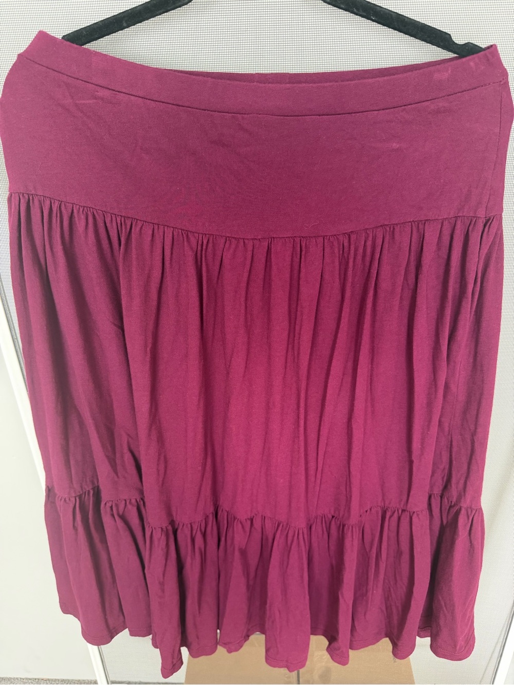 Chaps A-Line Tiered Skirt in Raspberry